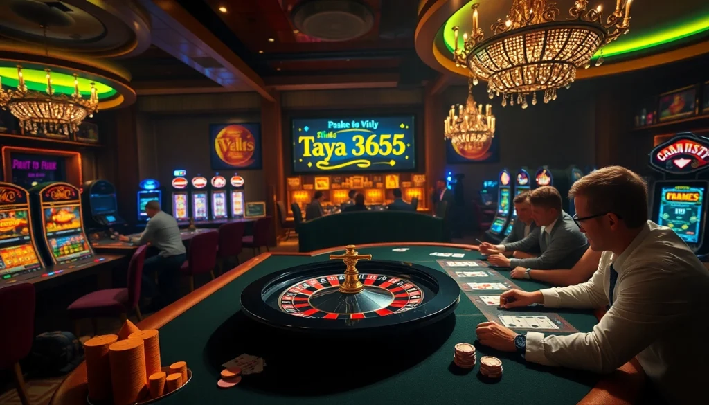 Players enjoying various games at Taya 365 online casino, featuring poker and roulette.