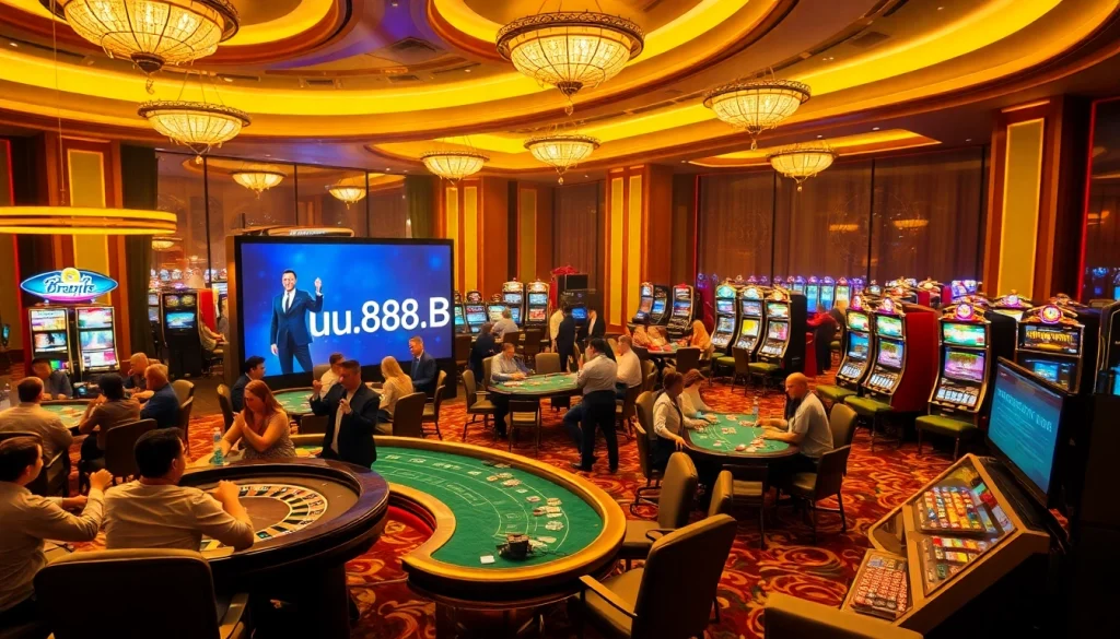 Experience the excitement of gambling at https://uu88.broker/ with vibrant poker chips and roulette tables.