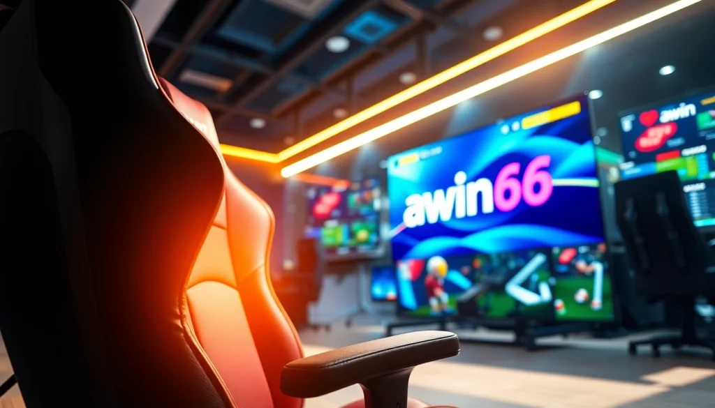 Engaging gaming scene featuring awin66 platform with vibrant visuals and dynamic setup.