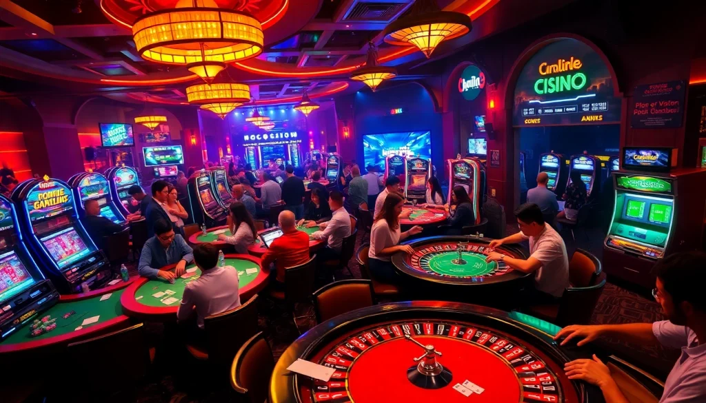 Exciting casino action with jogoluck.info showcasing poker tables, roulette, and online gaming environments.