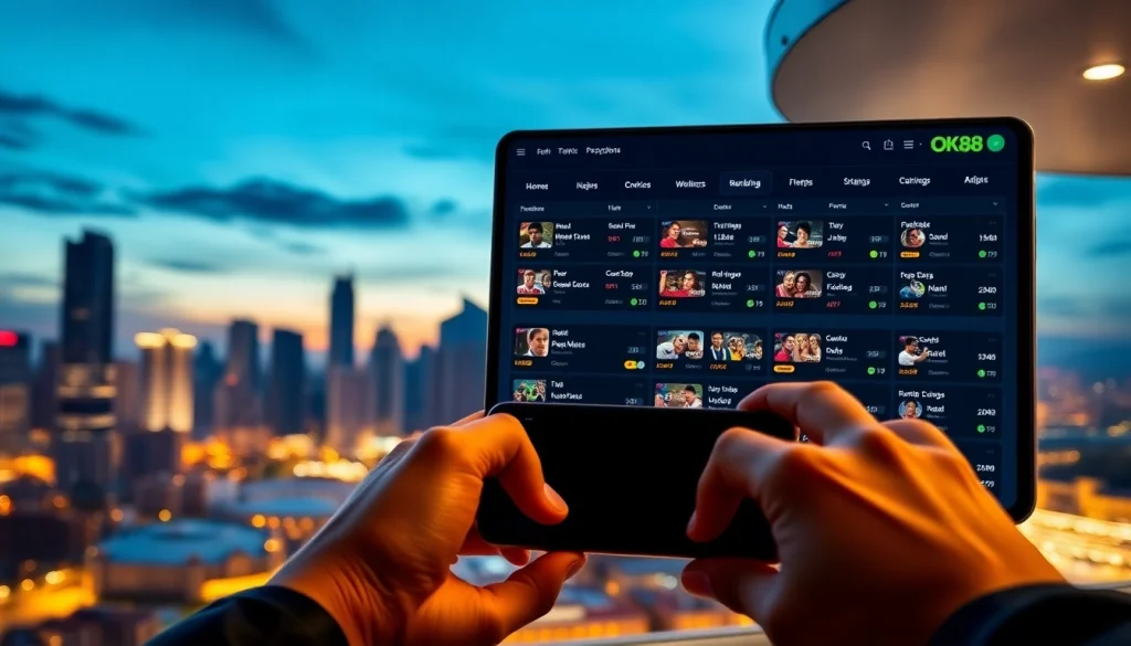 Engaging interface of Nhà cái OK88 showcasing betting options and inviting atmosphere.